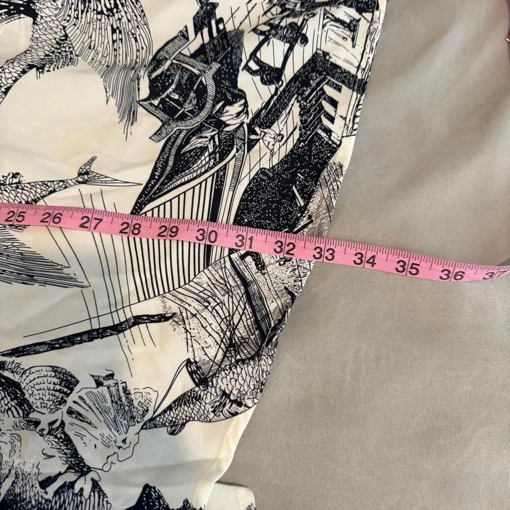 MarthaLouise Women Black White Fish Toile Print Asymmetrical High Low Skirt S